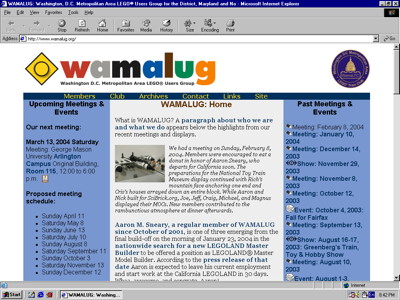 Site design as of February 25, 2004.